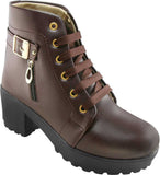 KADY Leather Casual Stylish Look Boots Shoes Boots For Women Brown