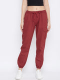 Regular Fit Women Multicolor Trousers Maroon