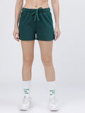 Solid Women Green Regular Shorts