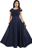 Women Printed Flared Kurta NavyBlue