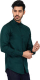 Men Solid Casual White Shirt Green