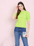 Casual Short Sleeve Solid Women Dark Blue Top Green