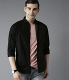 Men Solid Casual Orange Shirt Black