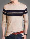 This Striped Men Round Neck Black T-Shirt Beige::Black